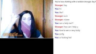 Omegle Dark Haired Teen Shows Nice Perky Tits